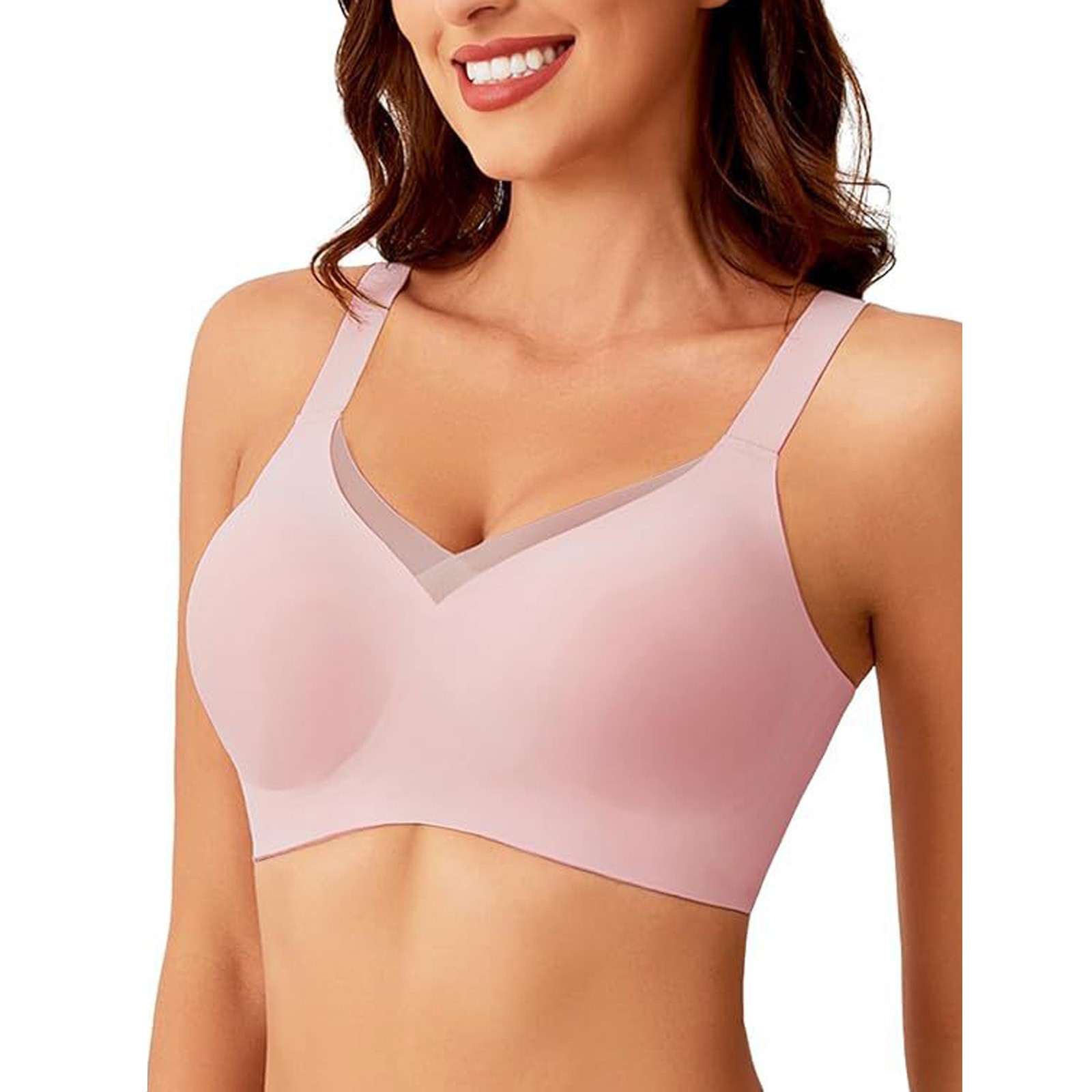 thumbnail image 2 of Sujetador sin aros para mujer: sin costuras, tallas grandes, estilo europeo, tira de gelatina de sujeción: S-XXXL, US 32-42, 2 of 7